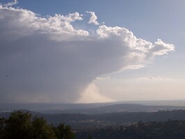 Tail end of a rain cloud that moved through the area this afternoon.