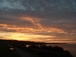 Sun Coming Up Over Flamborough Head in East Yorkshire