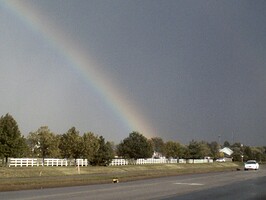 As the funnel passed by (Part B) - As the funnel passed by the sun popped out on the back side since this was around 4:00 pm or so and produced this rainbow.