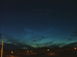 Noctilucent Clouds - This is mid summer twilight in July 2006, looking west over Stornoway town. There were a few showings of Noctilucent clouds last year but this was one night that I had the camera with me.