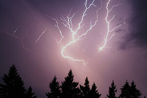 Lightning Storm Over House - Early Fall lightning storm over my house. And one lucky shot!